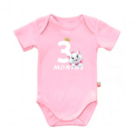 Детское боди для девочки с кошечкой Мари и надписью три месяца