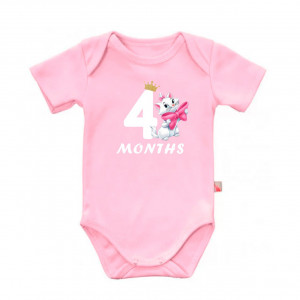Дитячий боді для дівчинки з кішечкою Марі та написом чотири місяці