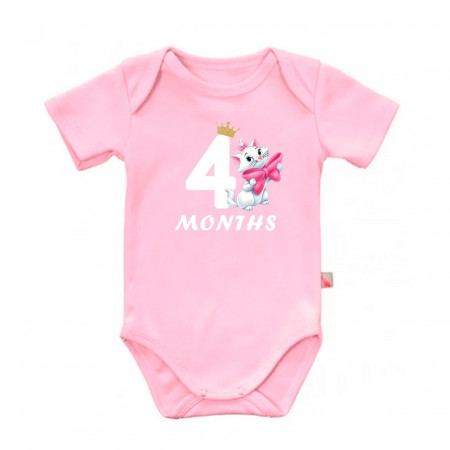 Детское боди для девочки с кошечкой Мари и надписью четыре месяца