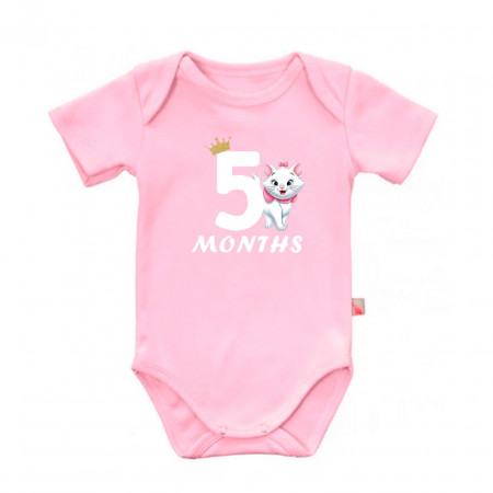 Детское боди для девочки с кошечкой Мари и надписью пять месяцев