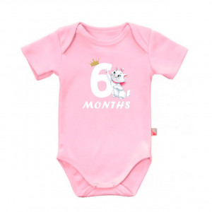Дитячий боді для дівчинки з кішечкою Марі та написом шість місяців