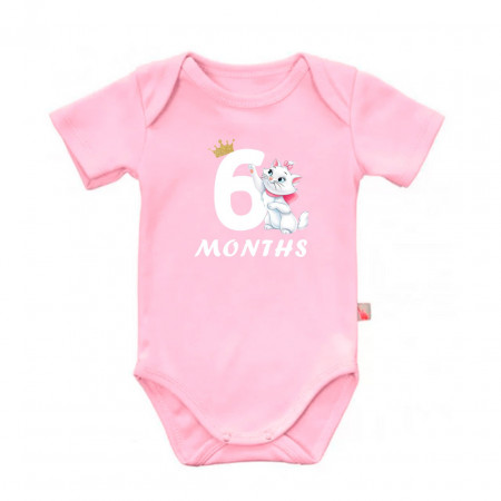 Дитячий боді для дівчинки з кішечкою Марі та написом шість місяців