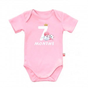 Дитячий боді для дівчинки з кішечкою Марі та написом сім місяців
