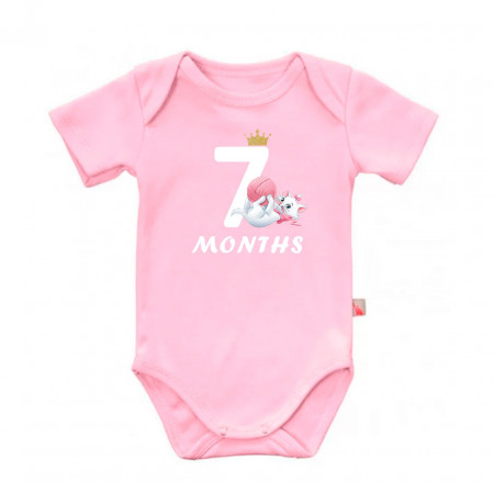 Детское боди для девочки с кошечкой Мари и надписью семь месяцев