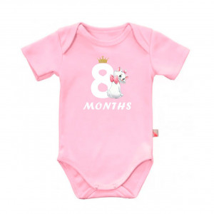 Детское боди для девочки с кошечкой Мари и надписью восемь месяцев
