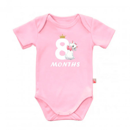 Детское боди для девочки с кошечкой Мари и надписью восемь месяцев