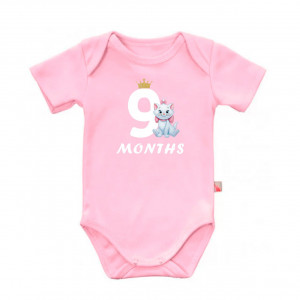 Детское боди для девочки с кошечкой Мари и надписью девять месяцев