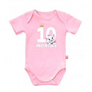 Детское боди для девочки с кошечкой Мари и надписью десять месяцев