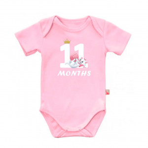 Детское боди для девочки с кошечкой Мари и надписью одиннадцать месяцев