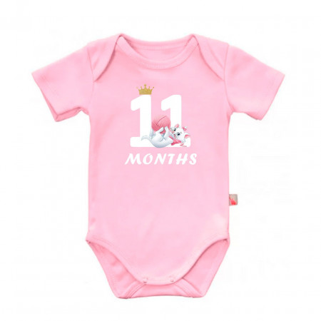 Детское боди для девочки с кошечкой Мари и надписью одиннадцать месяцев