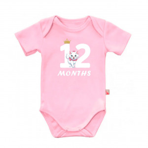 Детское боди для девочки с кошечкой Мари и надписью двенадцать месяцев