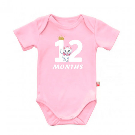Детское боди для девочки с кошечкой Мари и надписью двенадцать месяцев