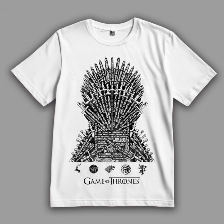 Футболка Гра престолів. Залізний трон із назв епізодів та ключових фраз