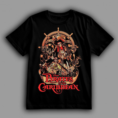 Футболка Пираты Карибского моря. Скелет с сокровищами