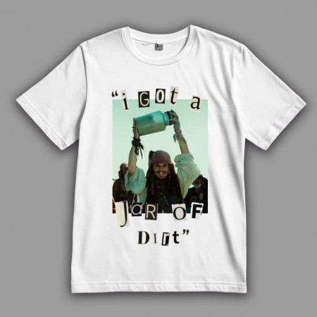 Футболка Pirates of the Caribbean. Captain Jack Sparrow: "I got a jar of dirt!"