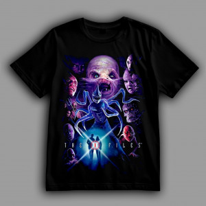 Футболка Секретные материалы. Фокс Малдер и Дана Скалли в окружении монстров