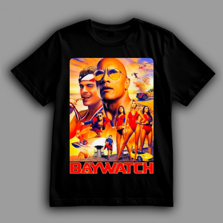 Футболка "Спасатели Малибу" с Дуэйном «Скалой» Джонсоном и Заком Эфроном
