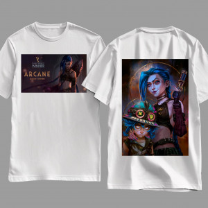 Двусторонняя футболка сериал Аркейн победитель премии "Эмми". Джинкс и Иша 