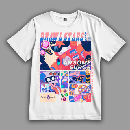 Футболка Brawl Stars. Комиксный арт по персонажу Вольт