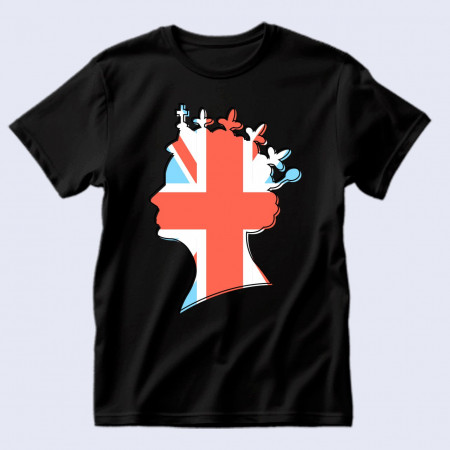 Мужская футболка Королева и Британський флаг из хлопка