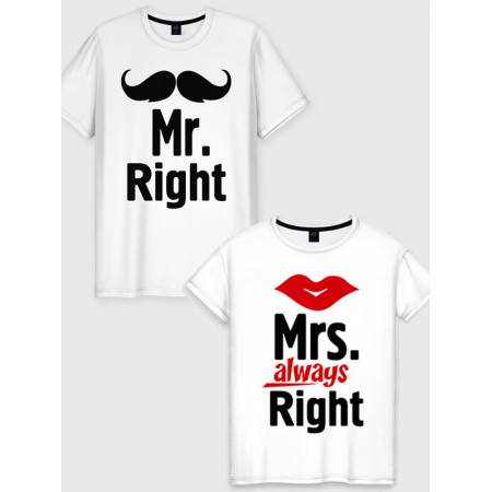 Парна футболка Mr.Right - Mrs.Right з бавовни