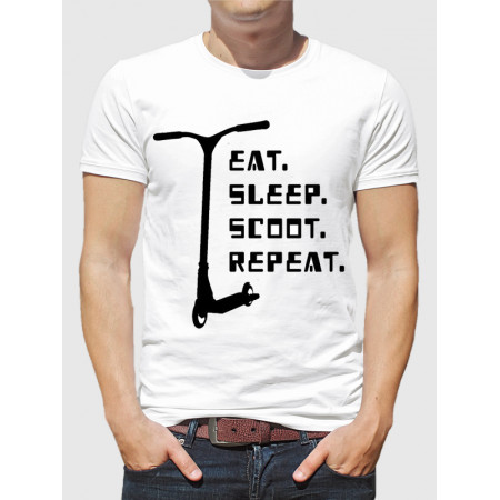 Мужская футболка Eat Sleep Scoot Repeat (самокат) из хлопка