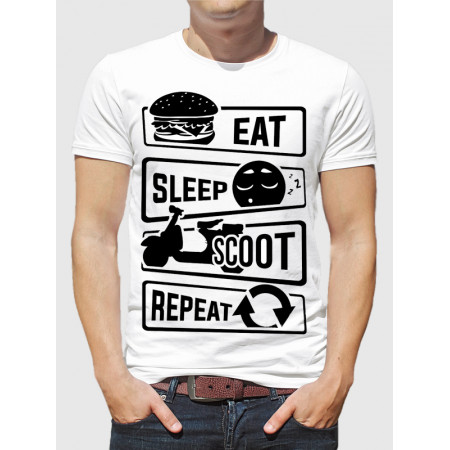 Мужская футболка Eat Sleep Scoot Repeat (инструкция к самокату) из хлопка