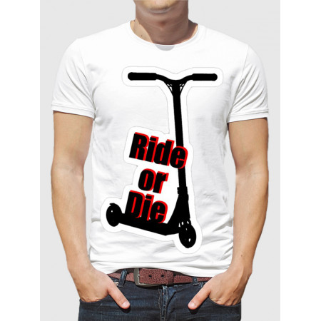 Мужская футболка Ride or die (арт с самокатом) из хлопка