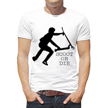 Мужская футболка Scoot or die (самокат) из хлопка