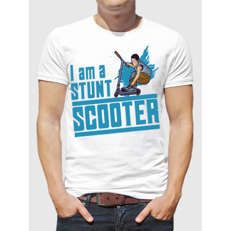 Мужская футболка I am a stunt scooter Blue art самокат из хлопка