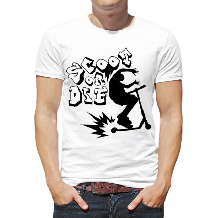 Мужская футболка Scoot or die (самокат графитти стиль) из хлопка