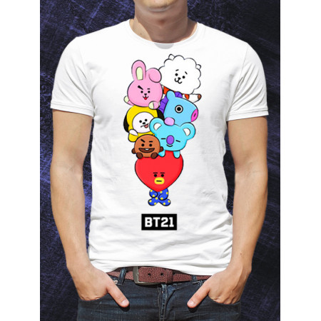 Мужская футболка Fat Cat BTS Bangtan Boys "BT21" из хлопка