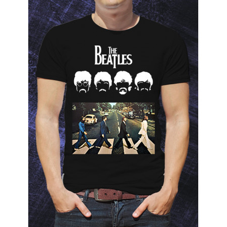 Мужская футболка "Beatles" faces logo plus Abbe Street photo из хлопка