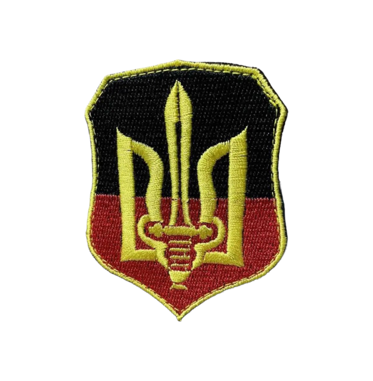246 Шеврон 246 Тризуб на червоно-чорному тлі 8*6.5 см - Зображення 1